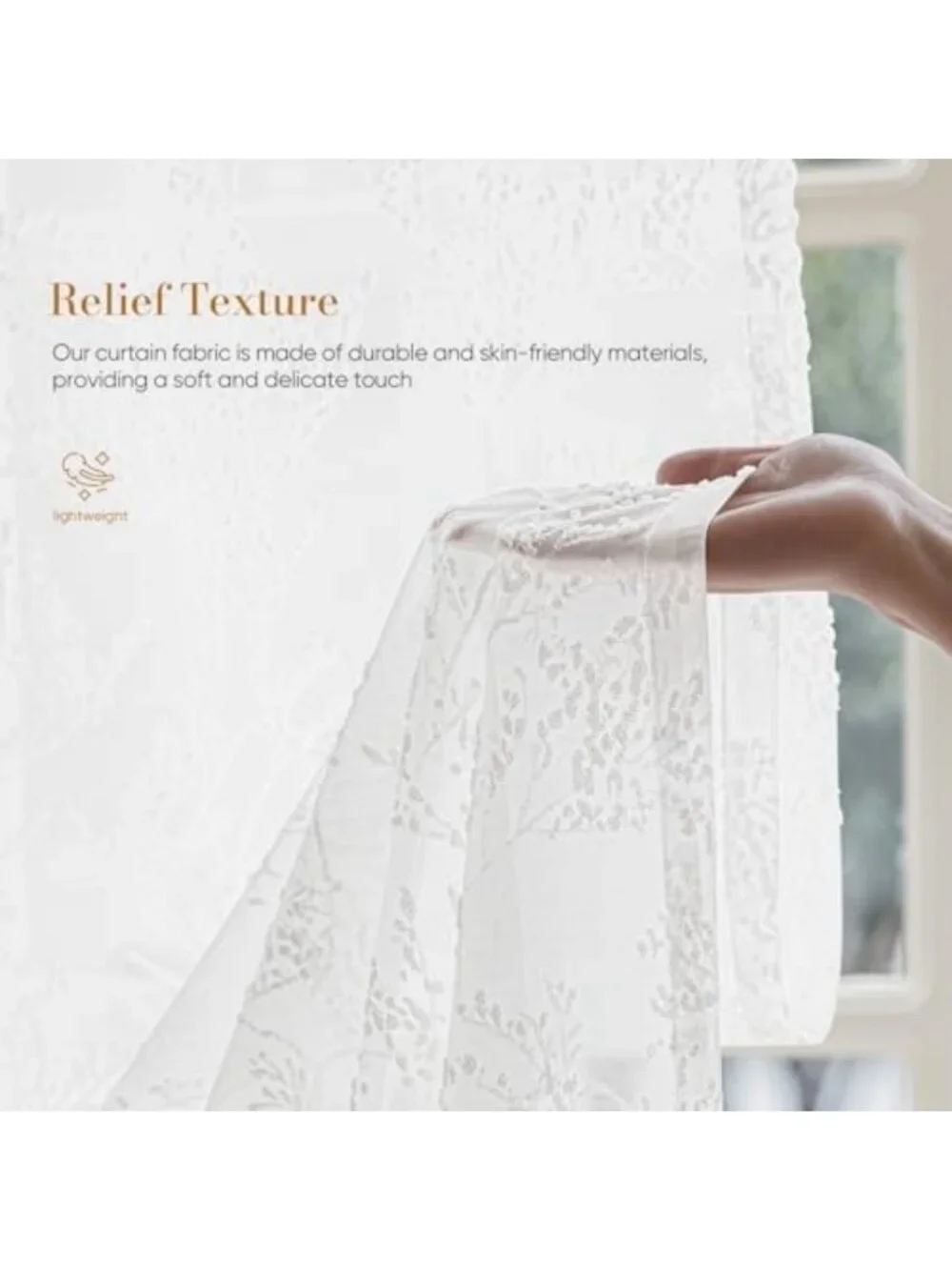 3D Floral Lace Curtains Set - Semi-Sheer Light Filtering Drapes, 96